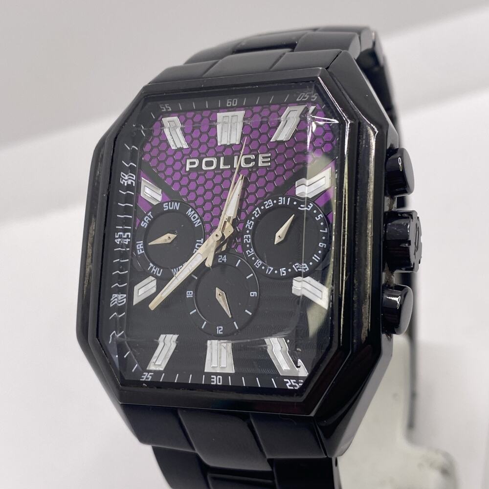 Police Black Metallic Mens Watch Works New Battery